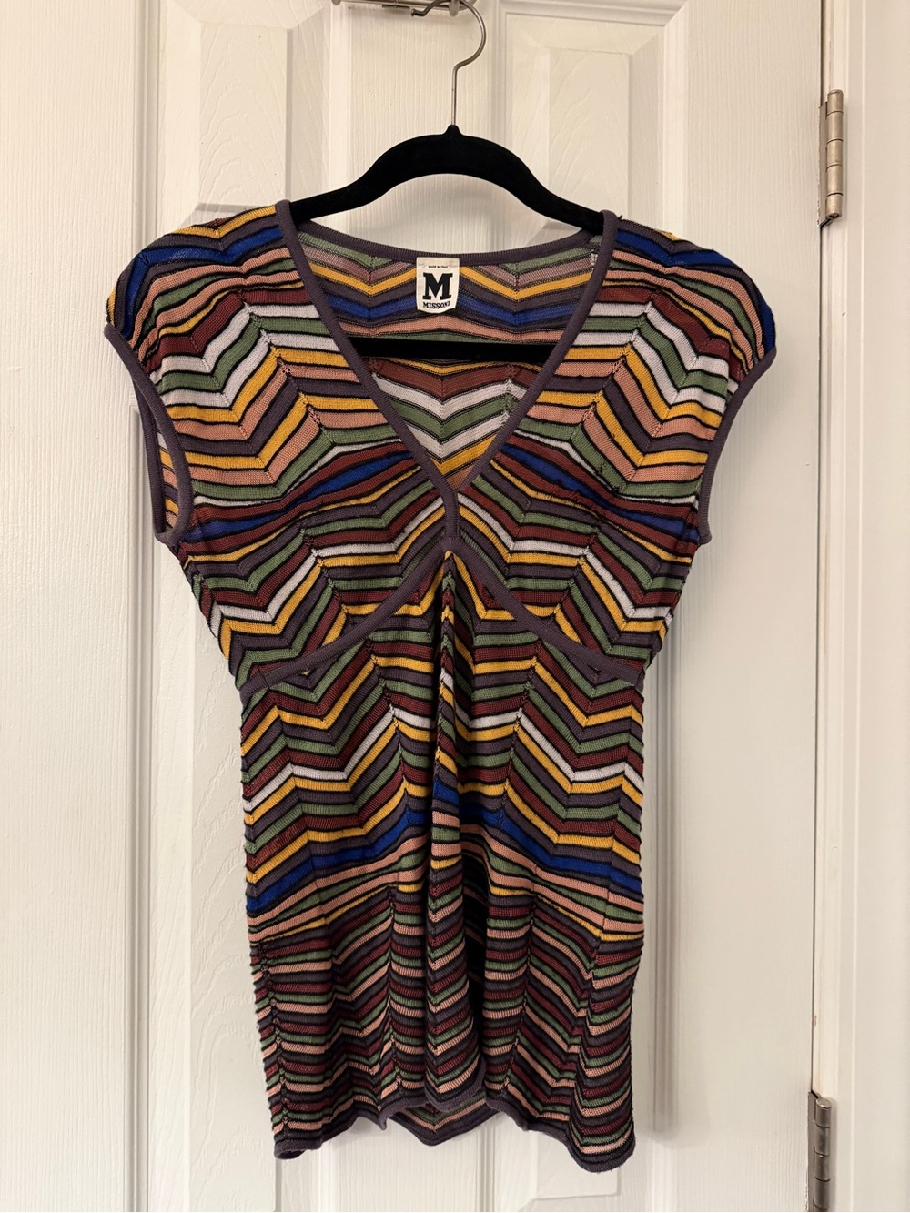 Missoni Multicolor Chevron Knit Tank Top โ Blue, Yellow, Green, Brown, Pink